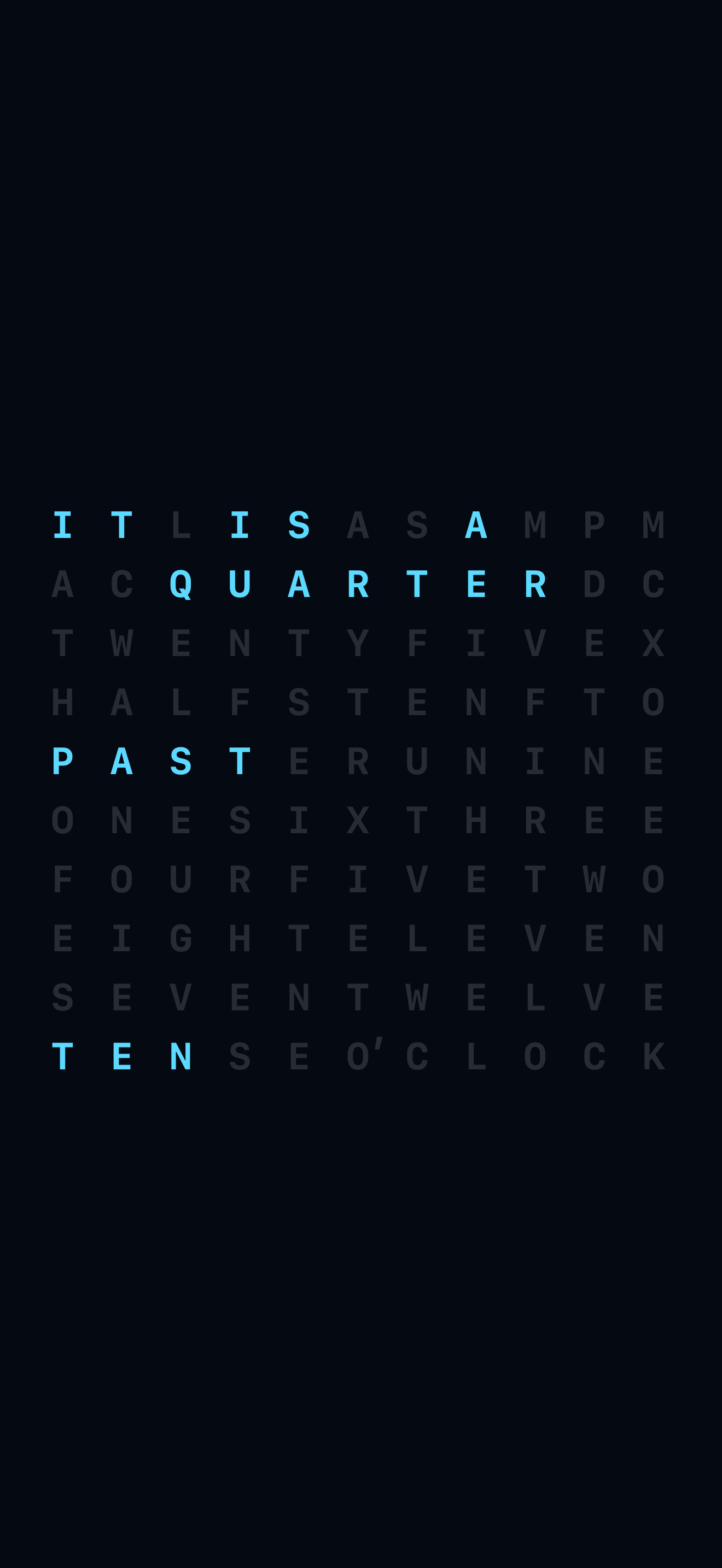 Ambient Time on iPhone showing the Word Clock face
