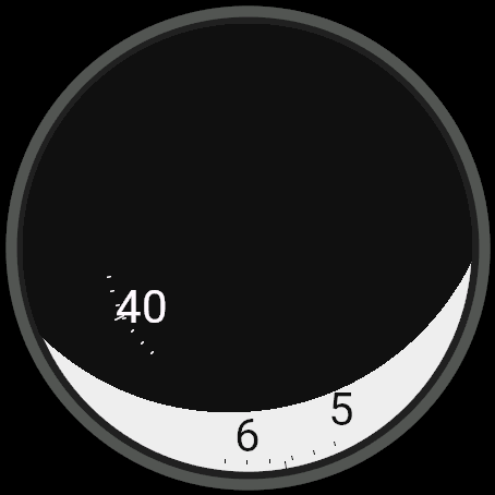 Rotor on a round Garmin display. A sculptural pair of rotating apertures reveals neighboring hour and five-minute numerals.