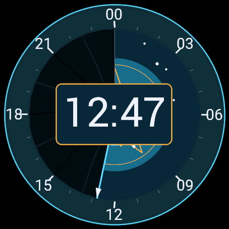 Doom Iris on a round Garmin watch, drawn as a copper and basalt 24-hour seal.