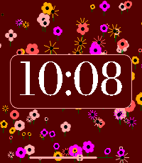 Bloom Digits running on a color Pebble with cream numerals surrounded by a growing flower garden.