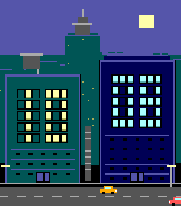 Pixel City on a Pebble display