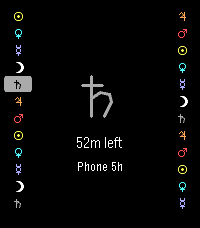 Planetary Hours on a supported Pebble display.