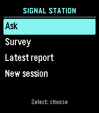 Signal Station menu on Pebble Time 2