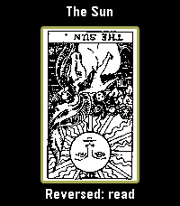 Tarot Reader showing The Sun on a color Pebble display